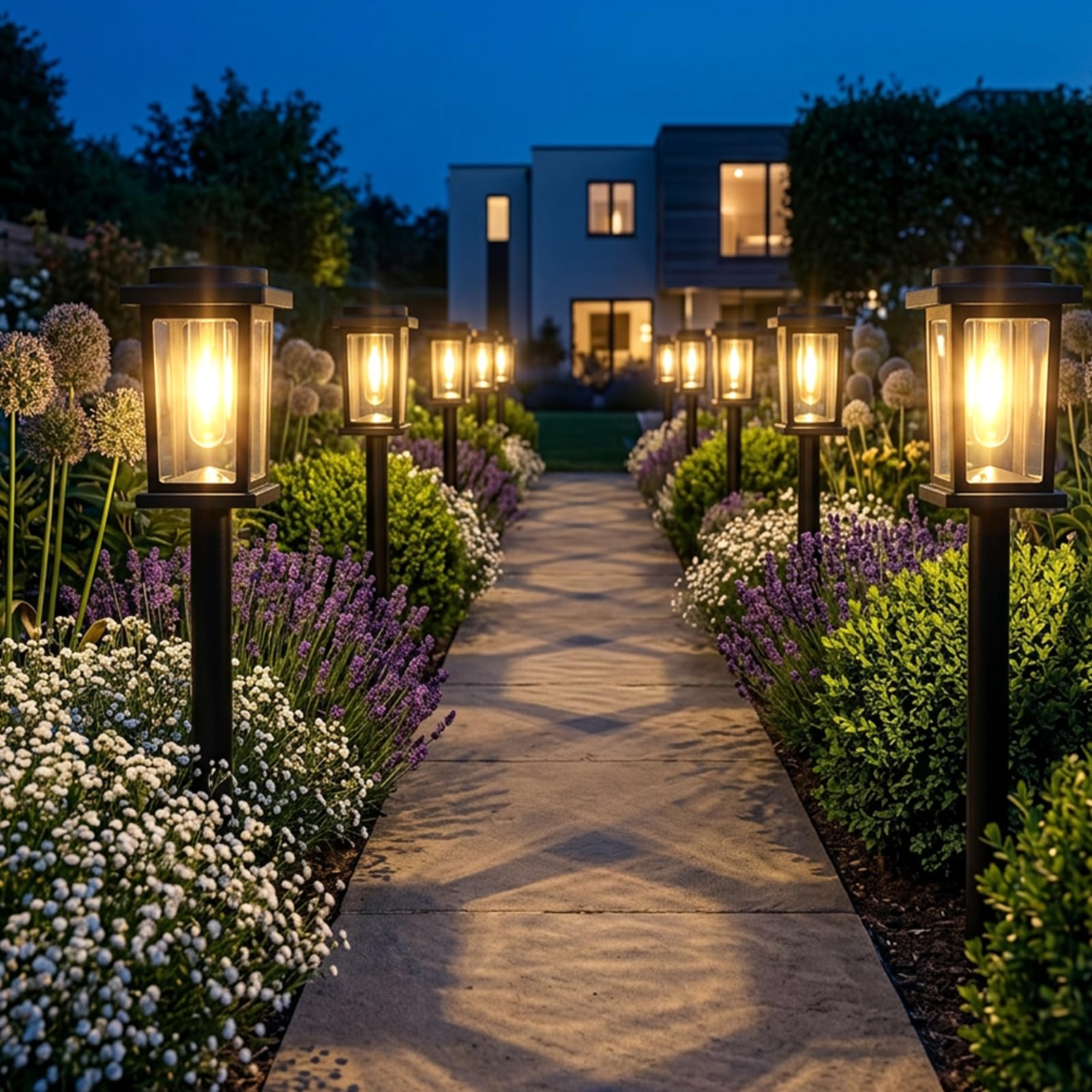 Melunar 12 Stück Solar-Gartenleuchten für den Außenbereich, wasserdicht, automatisches Ein-/Ausschalten, Außen-Landschaftslichter für Terrasse, Gehweg, Auffahrt, Rasen