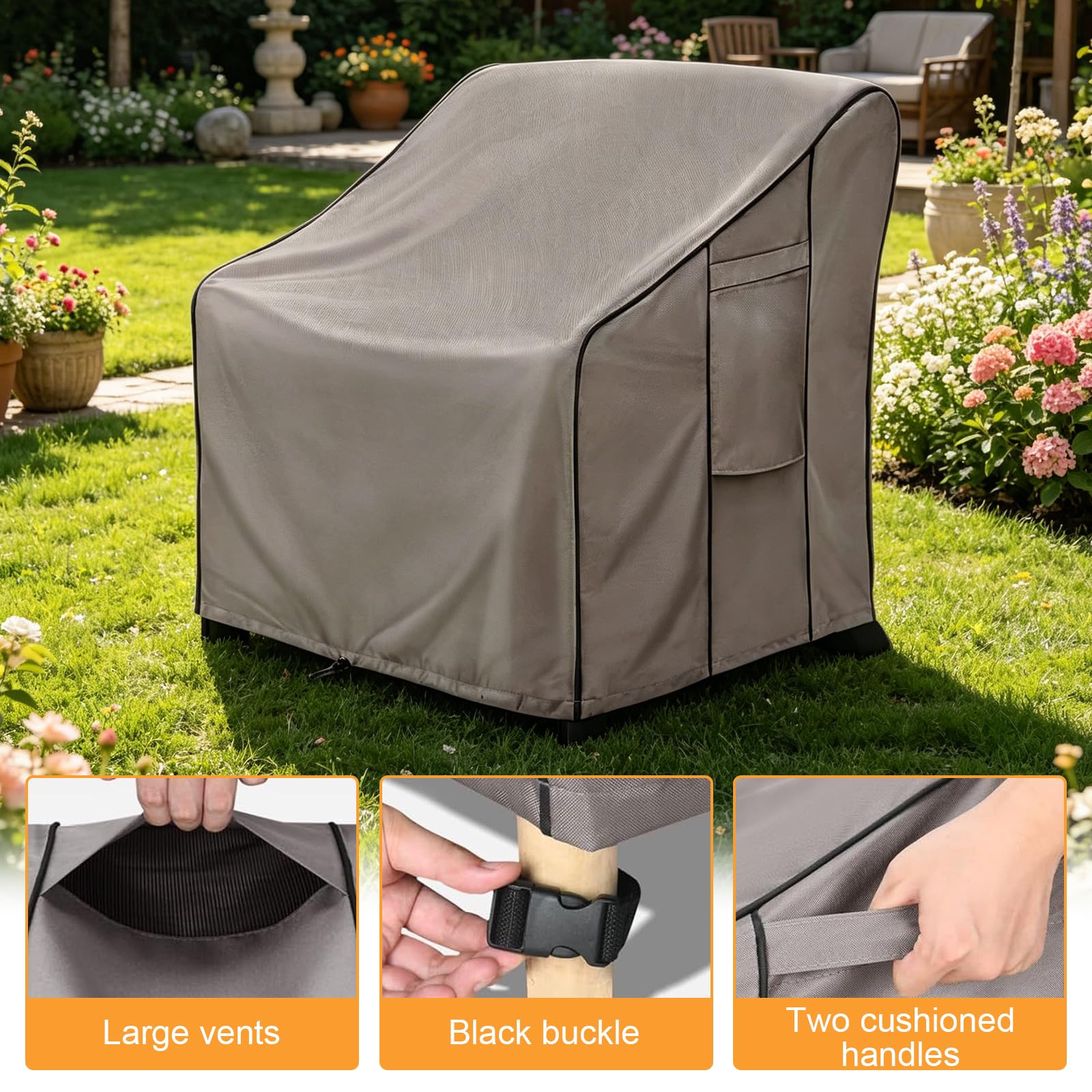 2 Stück Gartenstuhl Abdeckung, Wasserdicht 420D Schutzhülle für Gartenstühle, schutzhülle gartenmöbel, Abdeckung gartensessel, stuhlabdeckung outdoor wetterfest, Schutzhülle Gartenstühle(91*82*94cm)
