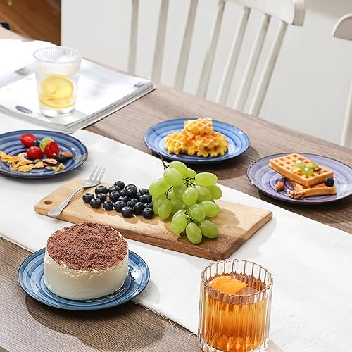 Miniatura 6 de Selamica Juego de 6 platos de postre de cerámica, platos pequeños de ensalada de 6 pulgadas para cocina, platos pequeños para aperitivos,