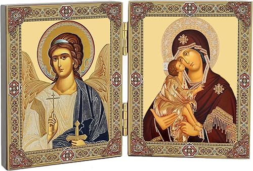 Caja de iconos de rosario de Virgen María, para cuentas de oración, joyas, rosario, estuche de madera rusa de 5 pulgadas, Virgen de Vladimir