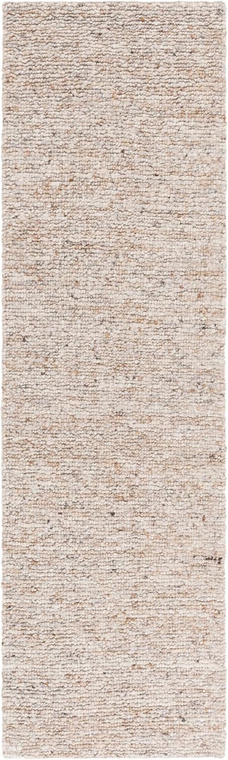 SAFAVIEH Natura Collection Area Rug - 6' Round, Ivory & Beige, Handmade Wool Blend, Ideal for The Living Room, Dining, Bedroom (NAT257A)