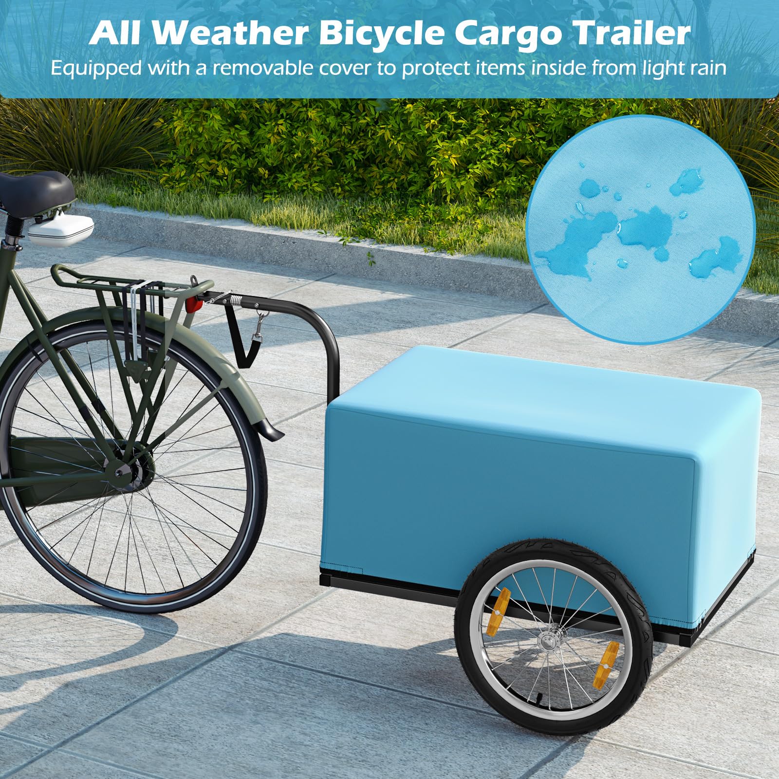 FANTASK Remorque de vélo jusqu'à 60 kg, Pliable, avec Couvercle, Embrayage et réflecteurs, Noir