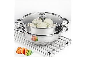 28cm Steaming Pot - Stainless Steel Steamer Pot with Glass Lid