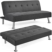 Yaheetech Divano Letto Divano Trasformabile in Letto Mobile Imbottito a 3 Posti Divanetto