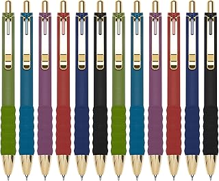 Linbsunne Gel Pens Black Ink Pen 0.5mm fine Point Pens Smooth Writing Retractable Office Supplies (Vintage-12 pcs)