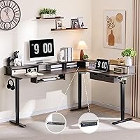 Vista 7 de RedLemon 75X60 Inches L Shaped Electric Standing Desk,Height Adjustable Corner Gaming Desk with Drawers, Keyboard Tray, Power Outlets & LED Lights