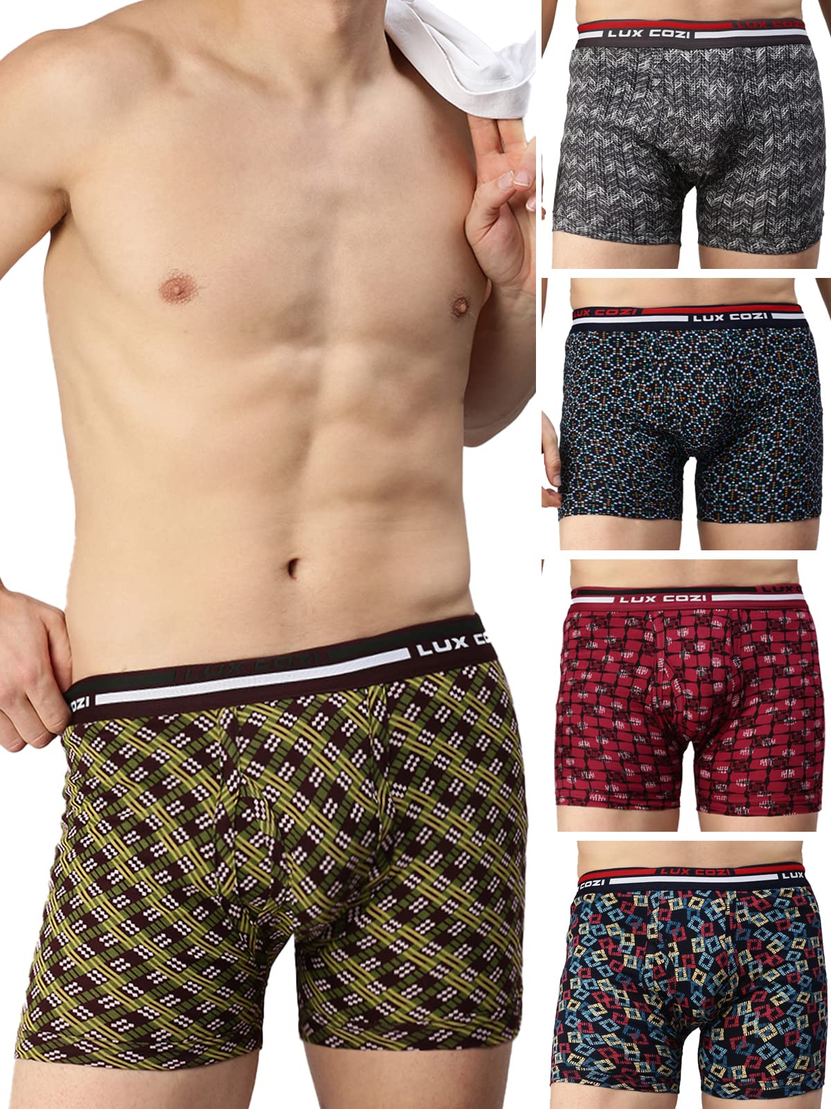 lux cozi Men's Cotton Outer Elestic Long Printed Trunk | Prints May Vary |-picture-31