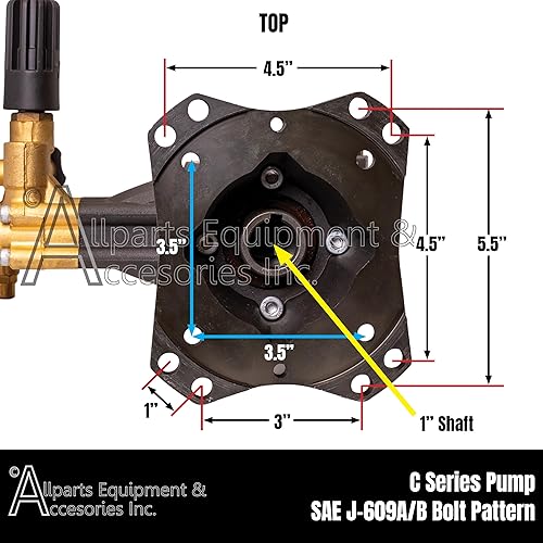 Miniatura 4 de 90038 Kit de bomba de lavado a presión de repuesto de émbolo triple horizontal AAA 3800-4000 PSI, 3.5 GPM, eje de 1 pulgada, incluye accesorios de