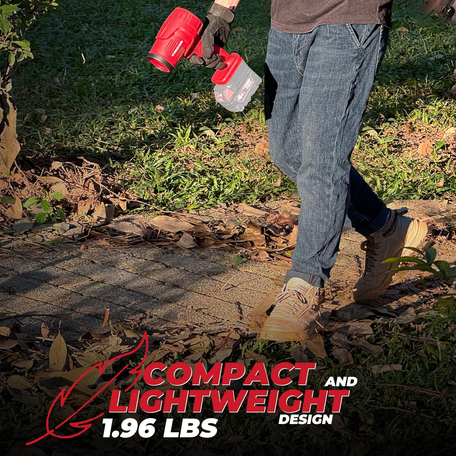 Small Cordless Leaf Blower Compatible with Milwaukee m18 Battery, 125-MPH 430-CFM Handheld Electric Dust Blower, Battery Powered Leaf Blowers for Keyboards Patio Rain Snow Removal (No Battery)