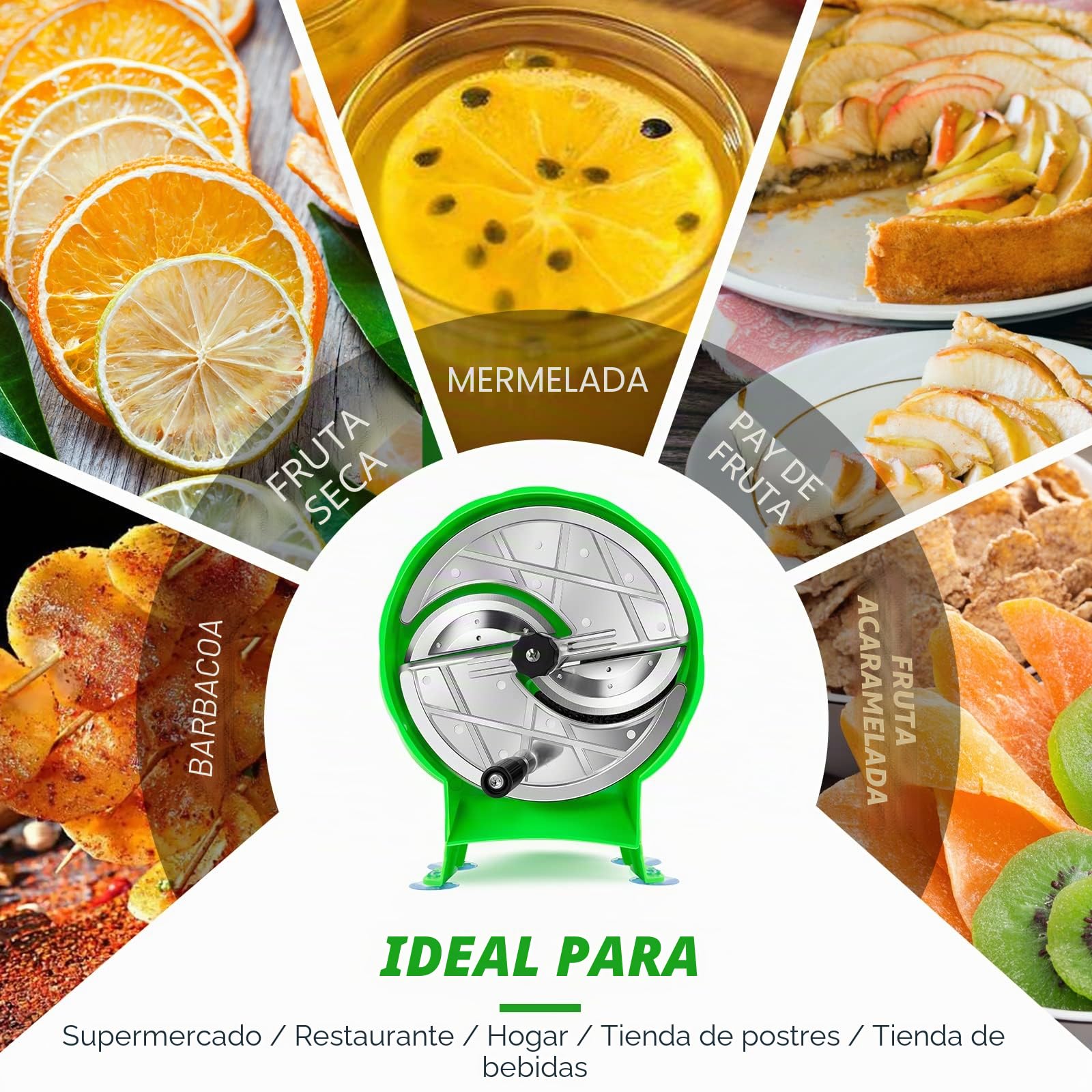 NEWTRY Cortadora verduras manual 0,8-9mm Gastro Hogar corte Cocina | Grosor ajustable, duradero, fácil de limpiar, versátil para frutas, verduras, para hogar, corte preciso, uso intensivo