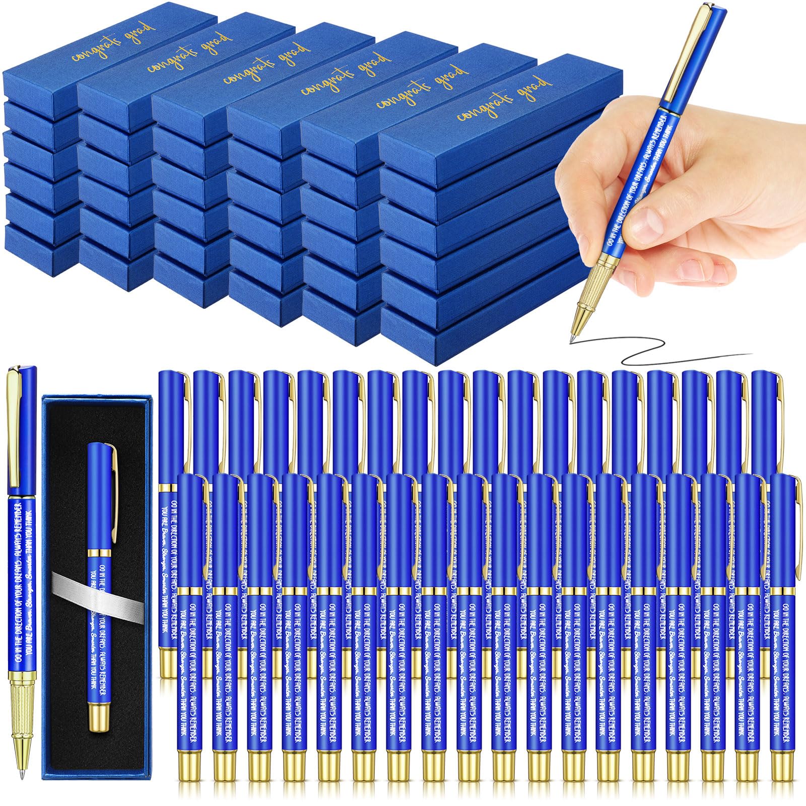 Fullhawl 36 Set Class of 2026 Graduation Gifts Bulk Inspirational Ballpoint Pen with Congrats Grad Gift Boxes Engraved Go in Direction of Your Dreams