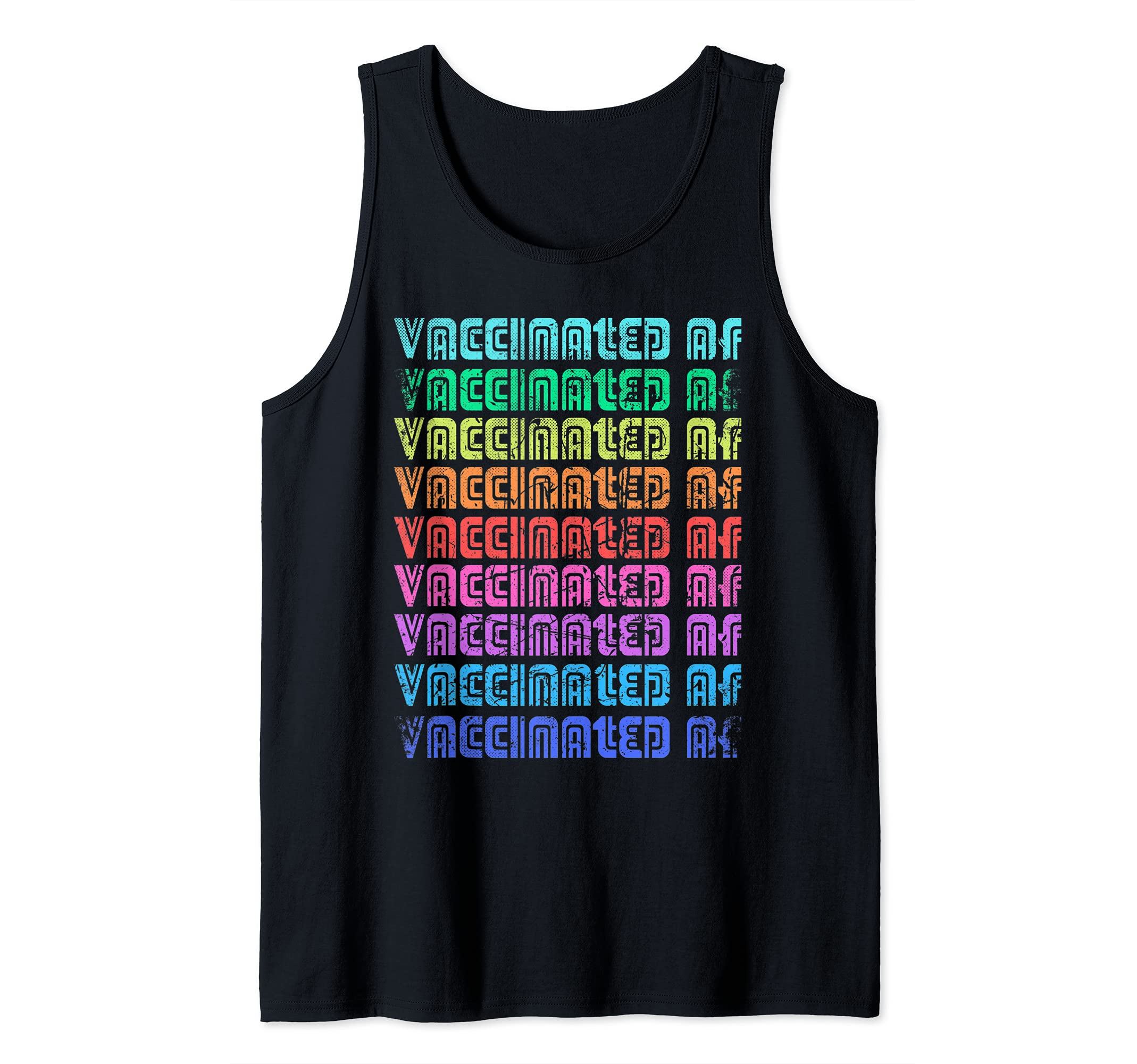 Retro-Rainbow Vaccinated-AF Hug-Me Vintage Distressed Funny Tank Top