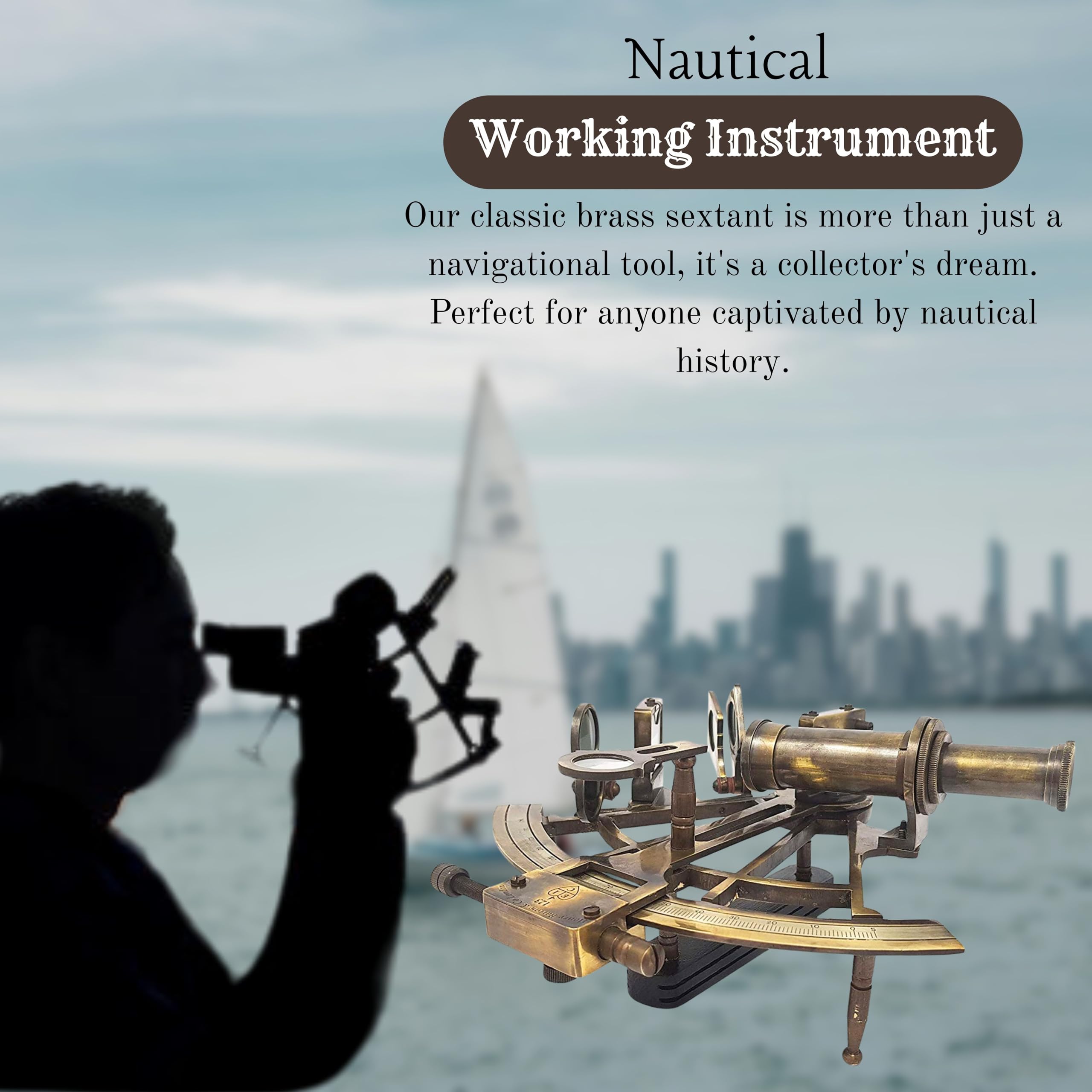 Medieval Replicas Sextant Strumenti in ottone solido che lavora la navigazione originale della nave di Sextant completamente funzionante Sextant