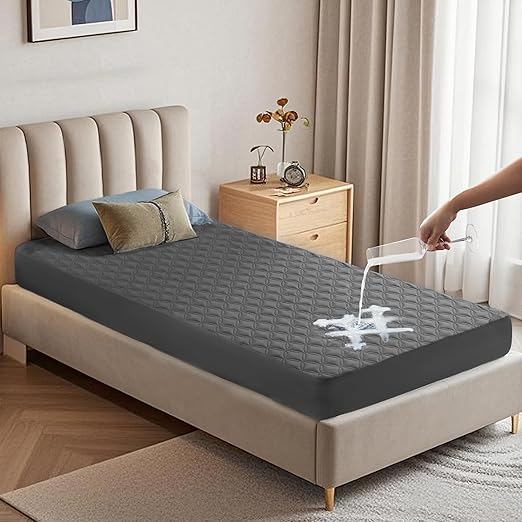 BEDLORE Waterproof Mattress Protector, Noiseless Twin XL Size Mattress Pad with Deep Pocket Fitted Up to 6"-15", Soft Breathable Dirt-Proof Mattress Cover for College Dorm (Gray)