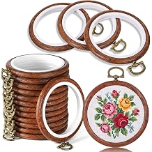 Kegeeei 18 Pcs 3 Inch Round Embroidery Hoops, Imitated Wood Cross Stitch Hoop Display Frame Circle for DIY Craft Sewing Hanging Ornaments