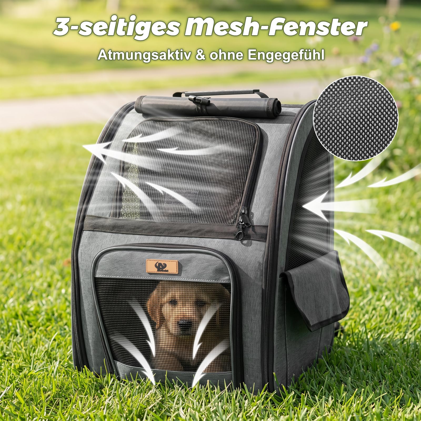 Aystkniet Mochila para perros y gatos con ventilación completa de 270° y entrada de 3 niveles, bolsa plegable para mascotas con cortina de privacidad y soporte para maleta, para senderismo al aire