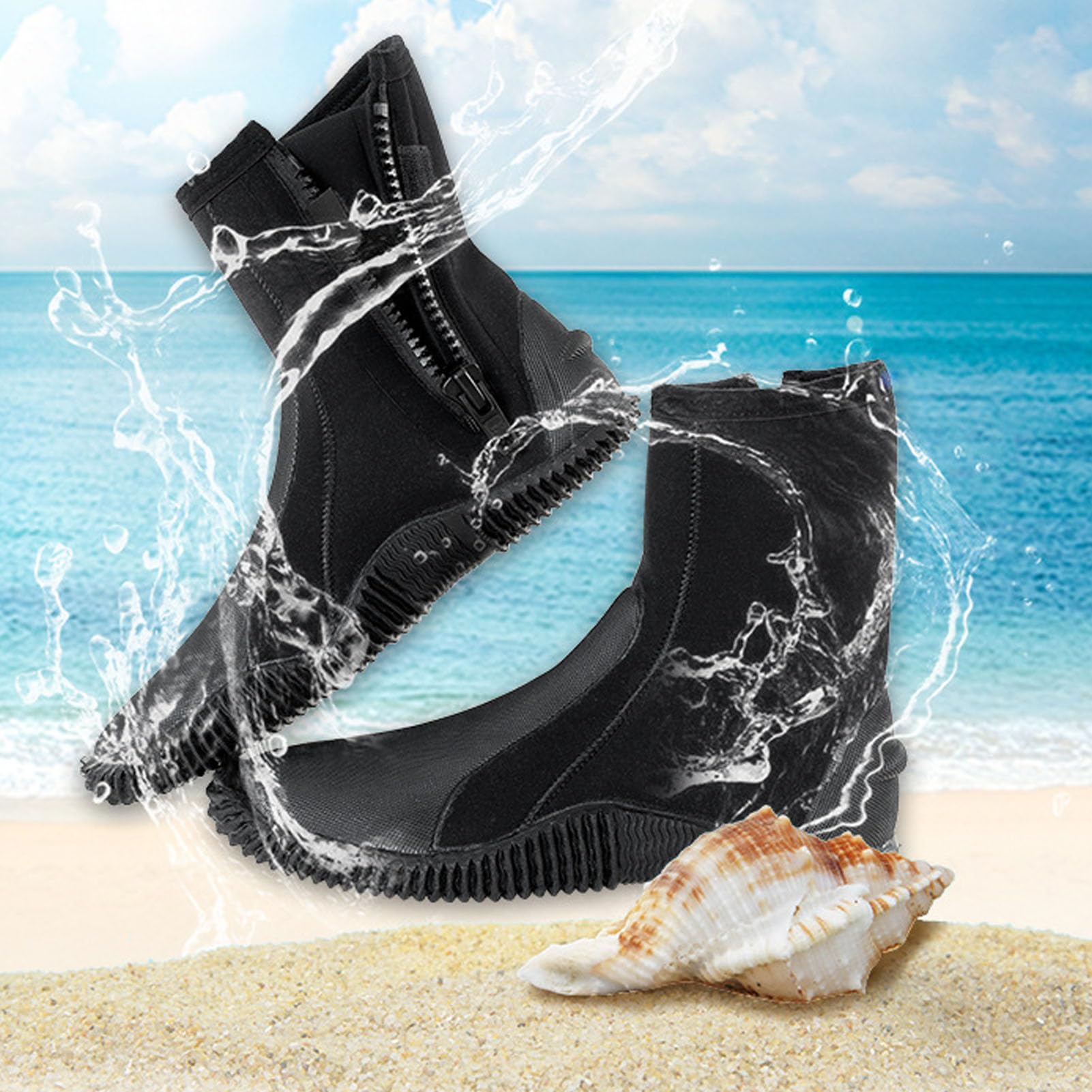Sorandy Buty do Wody Neoprenowe Buty do Nurkowania 5mm Wysoki Górny Poślizg Boczny Zamek Błyskawiczny Surfing Plaża Sporty Wodne Obuwie dla Dorosłych Pływanie