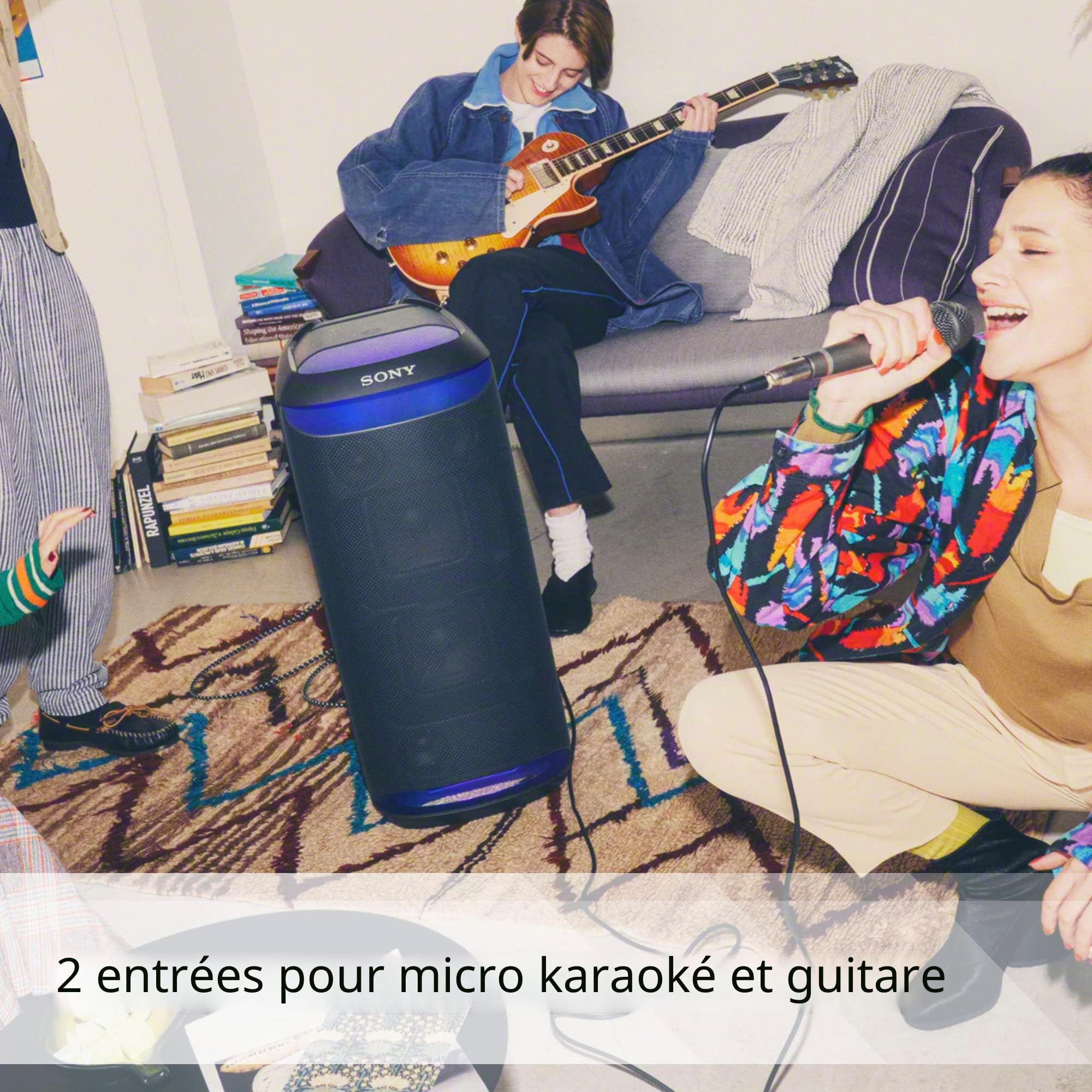 Sony SRS-XV800 - Enceinte Bluetooth de fête sans Fil avec Son Puissant à 360° et Mega Bass - 25 Heures d'autonomie, Portable - Effets Lumineux - Noir