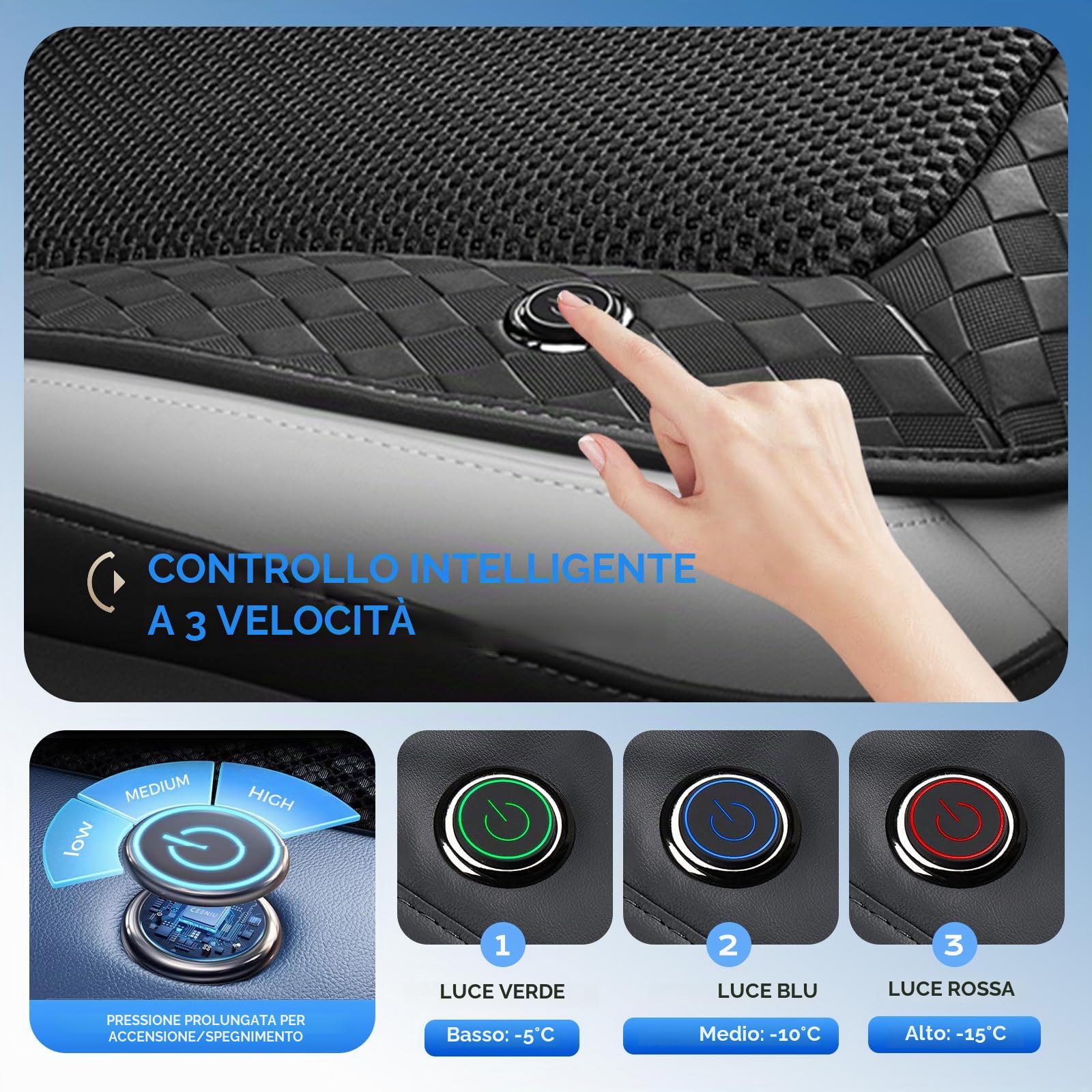 Coverado Estate Auto Coprisedili con 8 Ventilatori, 3 Velocità Regolabile Coprisedile Auto Ventilato Universal Fit per limousine,LKW, SUV, VAN