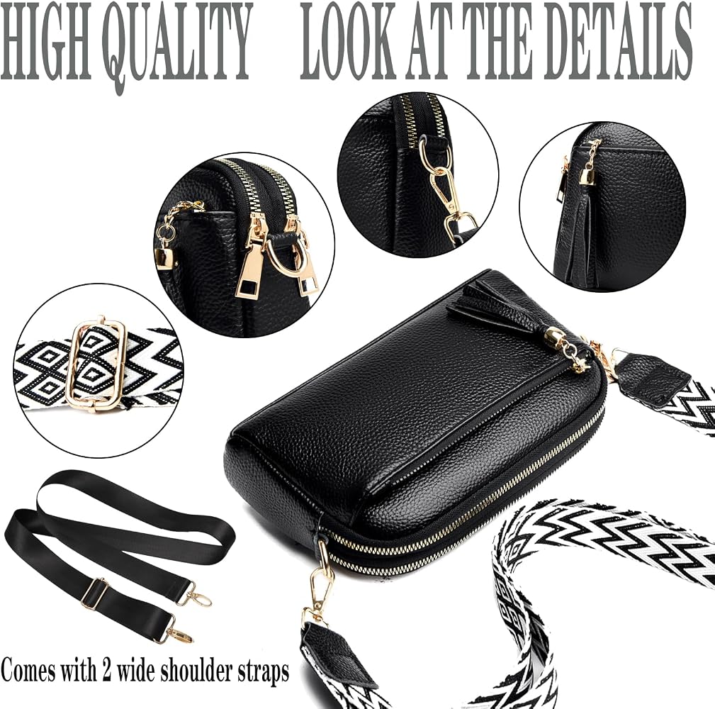 Nuoku Borsa A Tracolla Donna In Pelle – Con Blocco RFID E Tasche Multiple – Leggera E Compatta Per Viaggi E Uso Quotidiano (22x15x6.7 Cm)