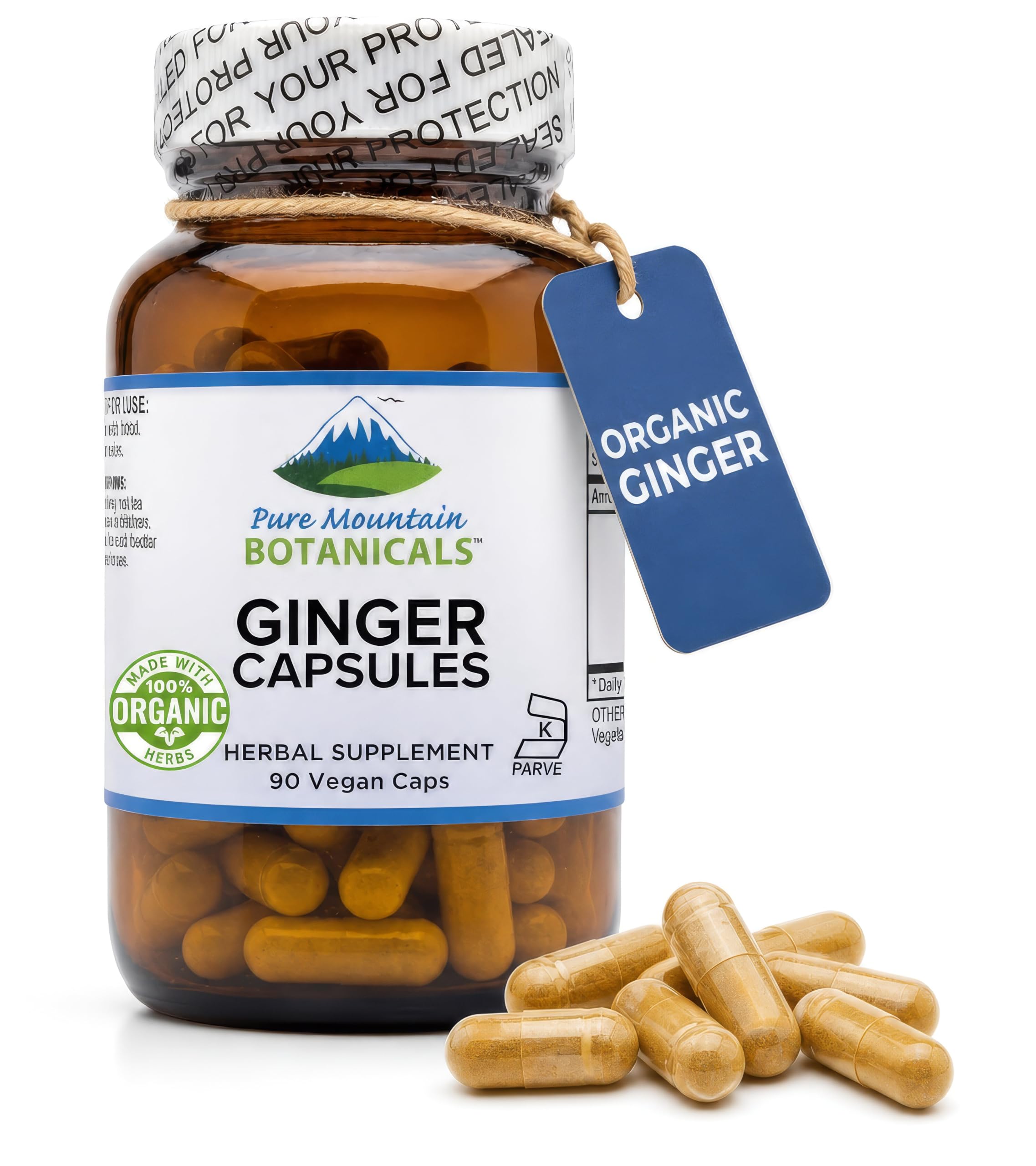 Pure Mountain Botanicals Ginger Capsules - 1000mg Organic Ginger Root