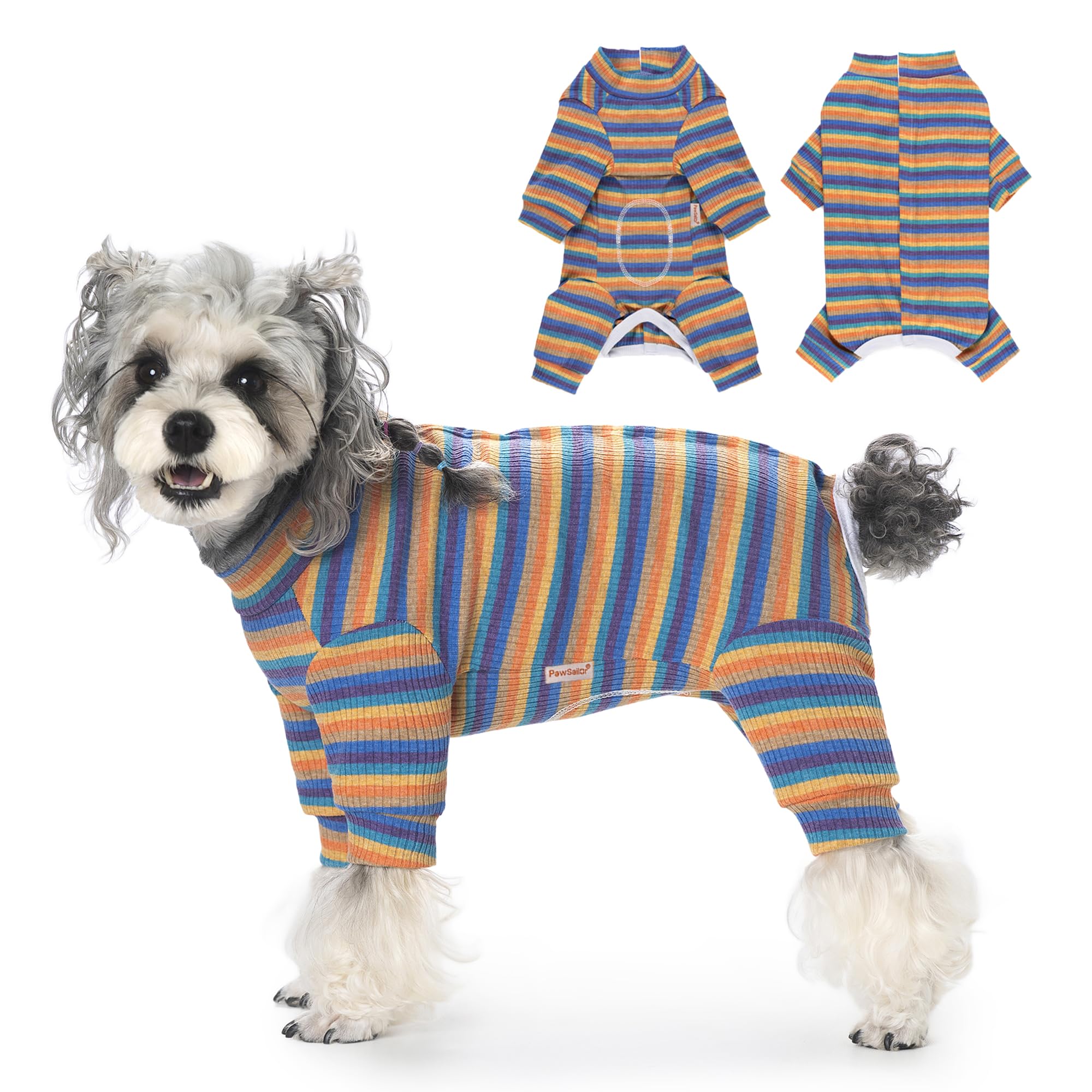 PawSailor Dog Surgery Recovery Suit Long Sleeve Full Body Dog Onesie Puppy Bodysuit Post Surgical Suit Female Male Pet Medical Shirt, Wound Protection Cone Alternative Pet Pajama, Blue-Yellow XL
