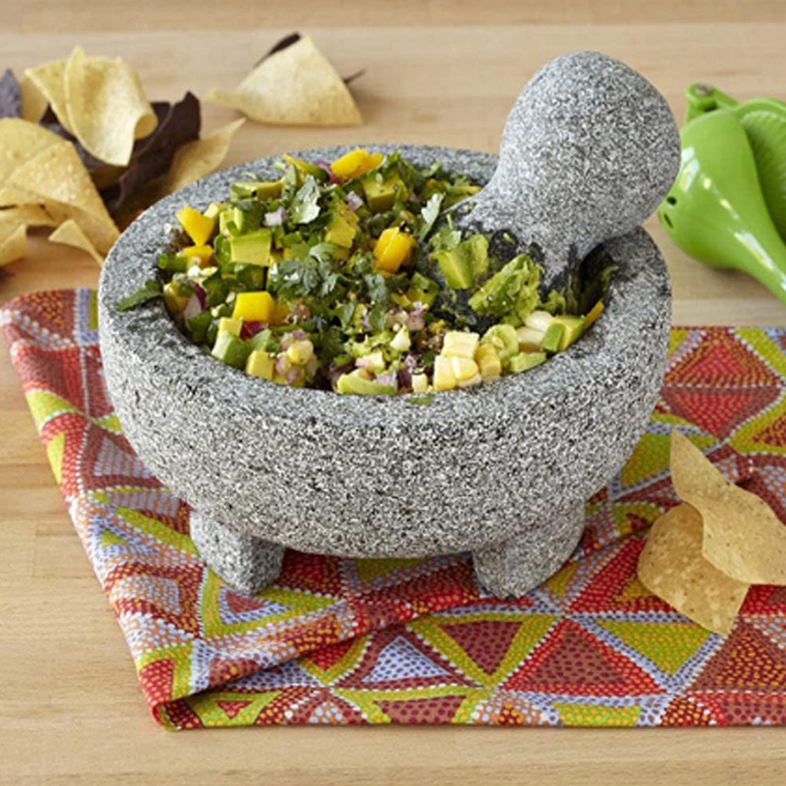 Mörser und Stößel-Set, große Steinmühle, Knoblauchmühle, Gewürzmörser, unpolierter Granitmörser, Guacamole-Schüssel, Küche