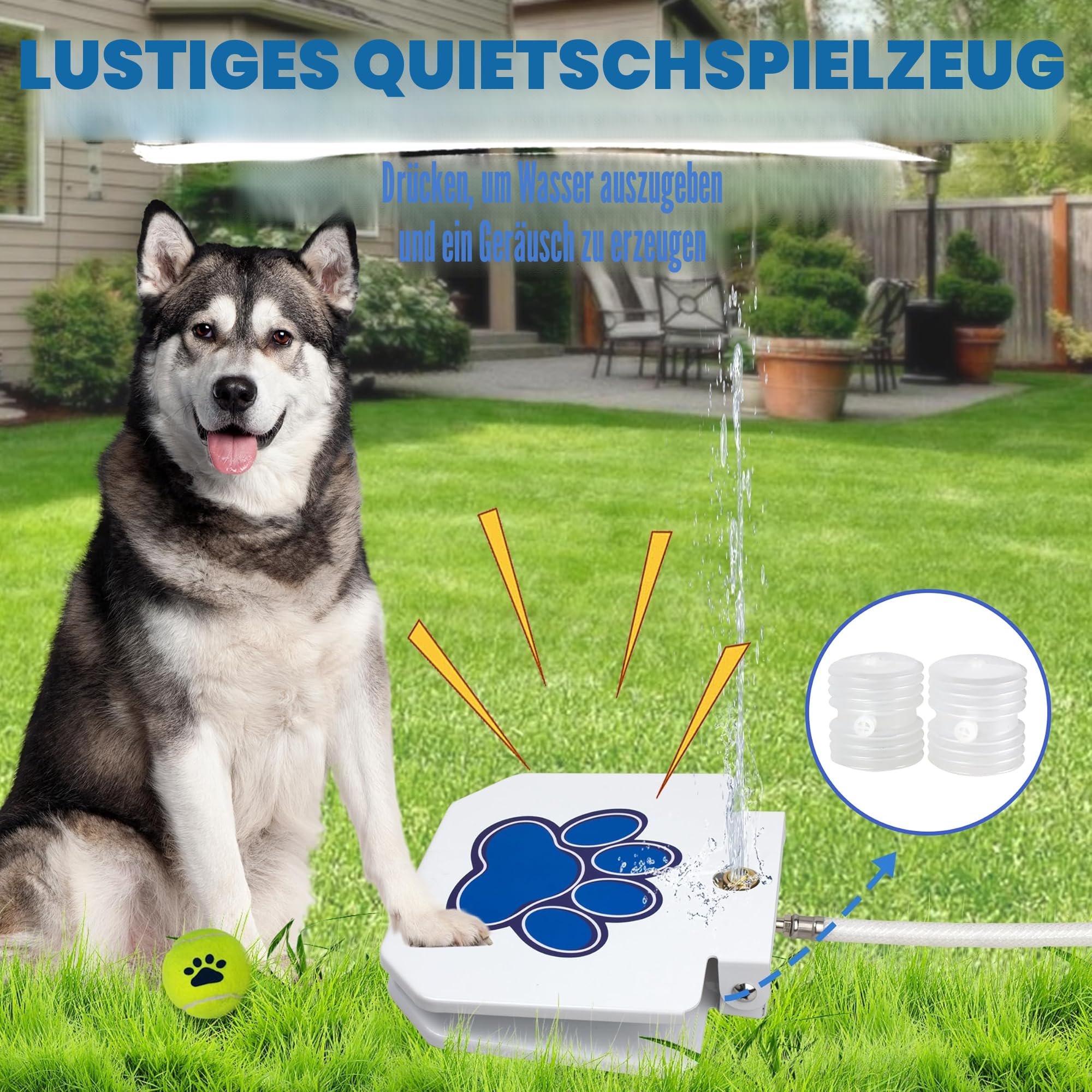 BACOENG Trinkbrunnen für Hund und Haustier, Wasserspielzeug für Hunde, Hund Wasser Gartenbrunnen, Outdoor Hunde Trinkbrunnen, Verbessertes Premium-Ventilset (Messing statt Plastik)