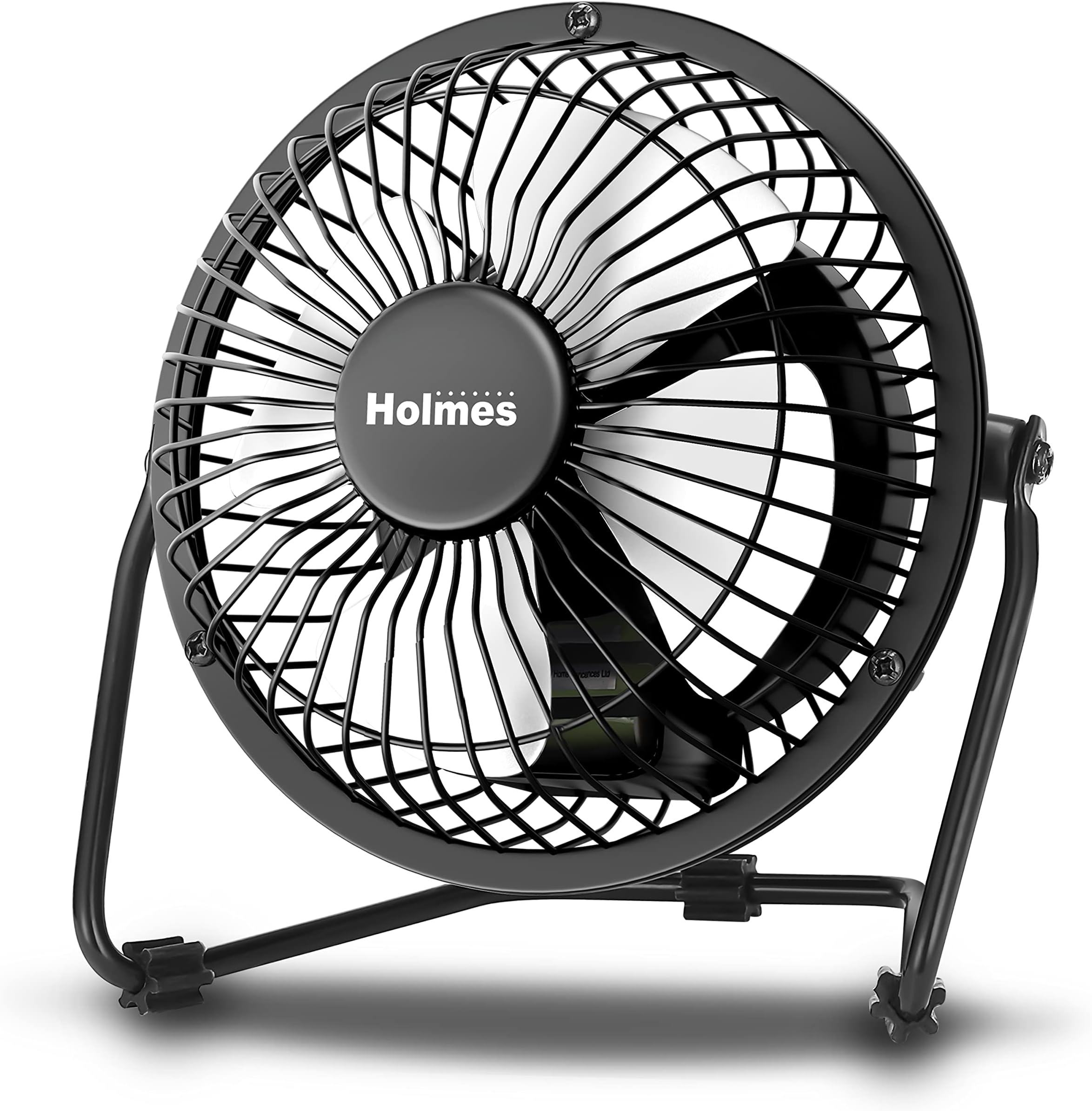 4" Mini High-Velocity Personal Desk Fan, 4 Blades, Adjustable 360° Head Tilt, Durable Metal Construction, Single Speed, Ideal for Home, Dorm Rooms, Bedrooms, or Offices, Black