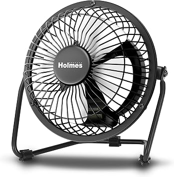 HOLMES Mini High Velocity Desk Fan 4in 4 Blade Black