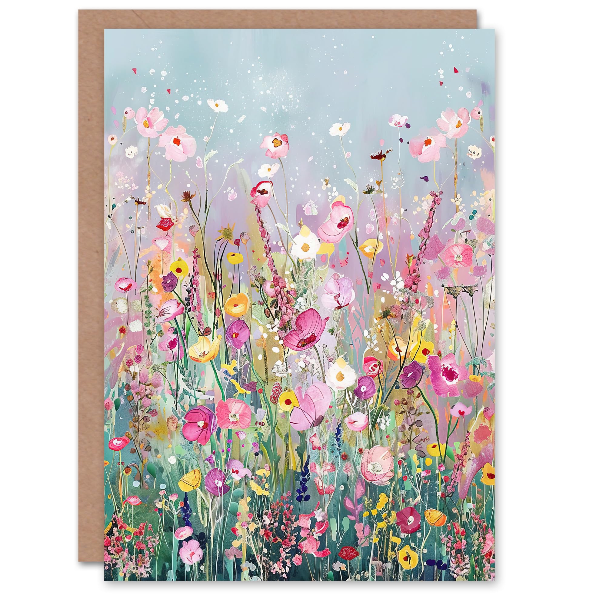 Artery8 Delicate Wildflower Field Floral Painting Greeting Birthday Card Him Her All Blank
