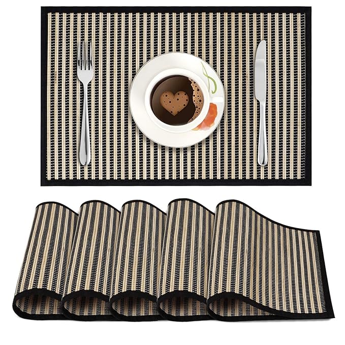 Buy HOKIPO Reversible Bamboo Table Mats for Dining Table, Set of 6