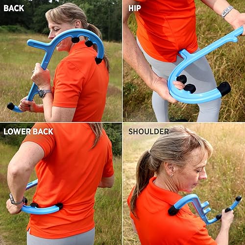 Miniatura 6 de Tiger Tail Masajeador de espalda y cuello de caña de tigre Gancho de acupresión de tejido profundo de punto de gatillo con 7 perillas de agarre,