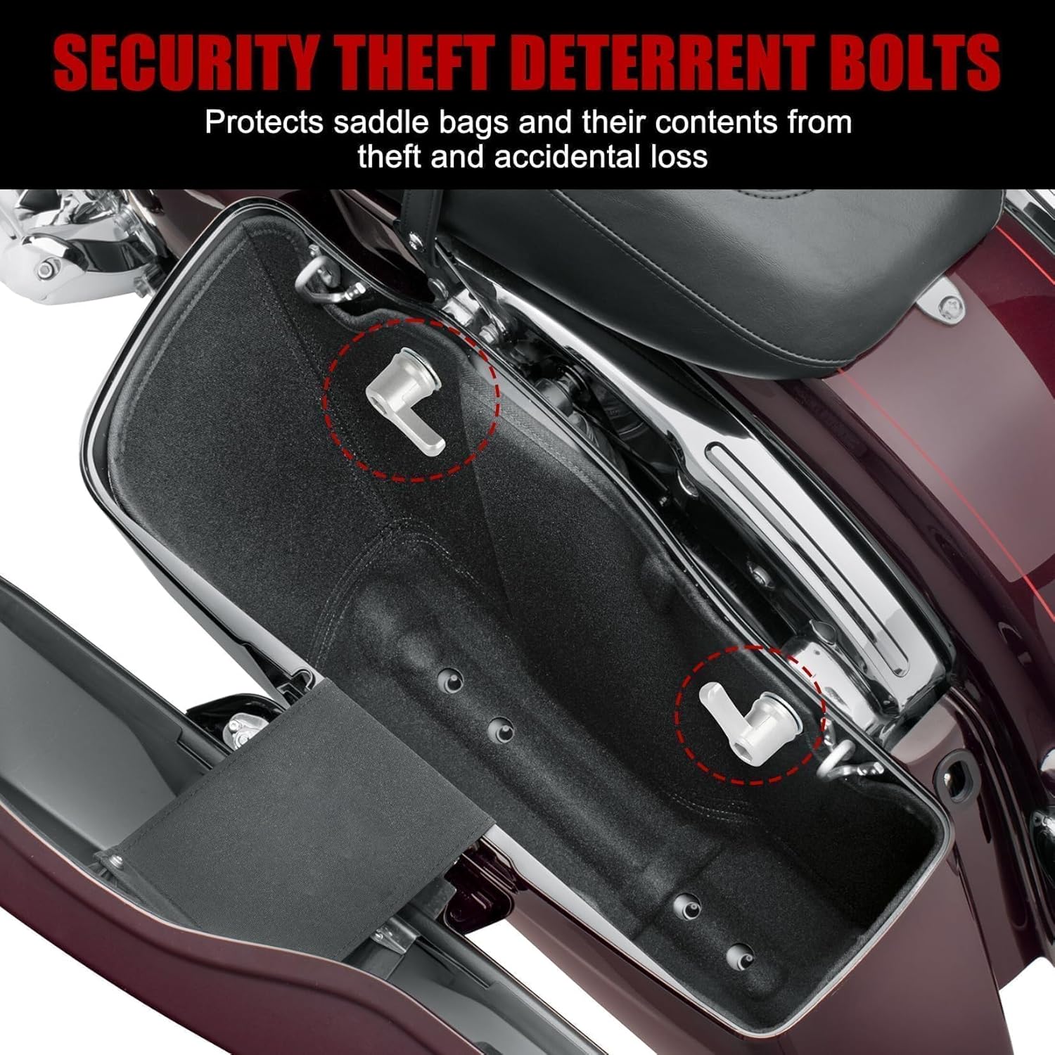 Saddle Bag Lock Hardware Bolt Kit - PSLER Street Glide Saddle Bag Bolts Anti-Theft Mounting Bolts for Touring Street Glide Electra Glide Road Glide Heritage Softail Electra 1992-Later(Silver)