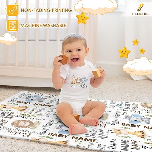 Miniatura 5 de FLOCHIL Manta de bebé personalizada para niños, manta de bebé personalizada con monograma con nombre, regalo para recién nacidos, baby shower