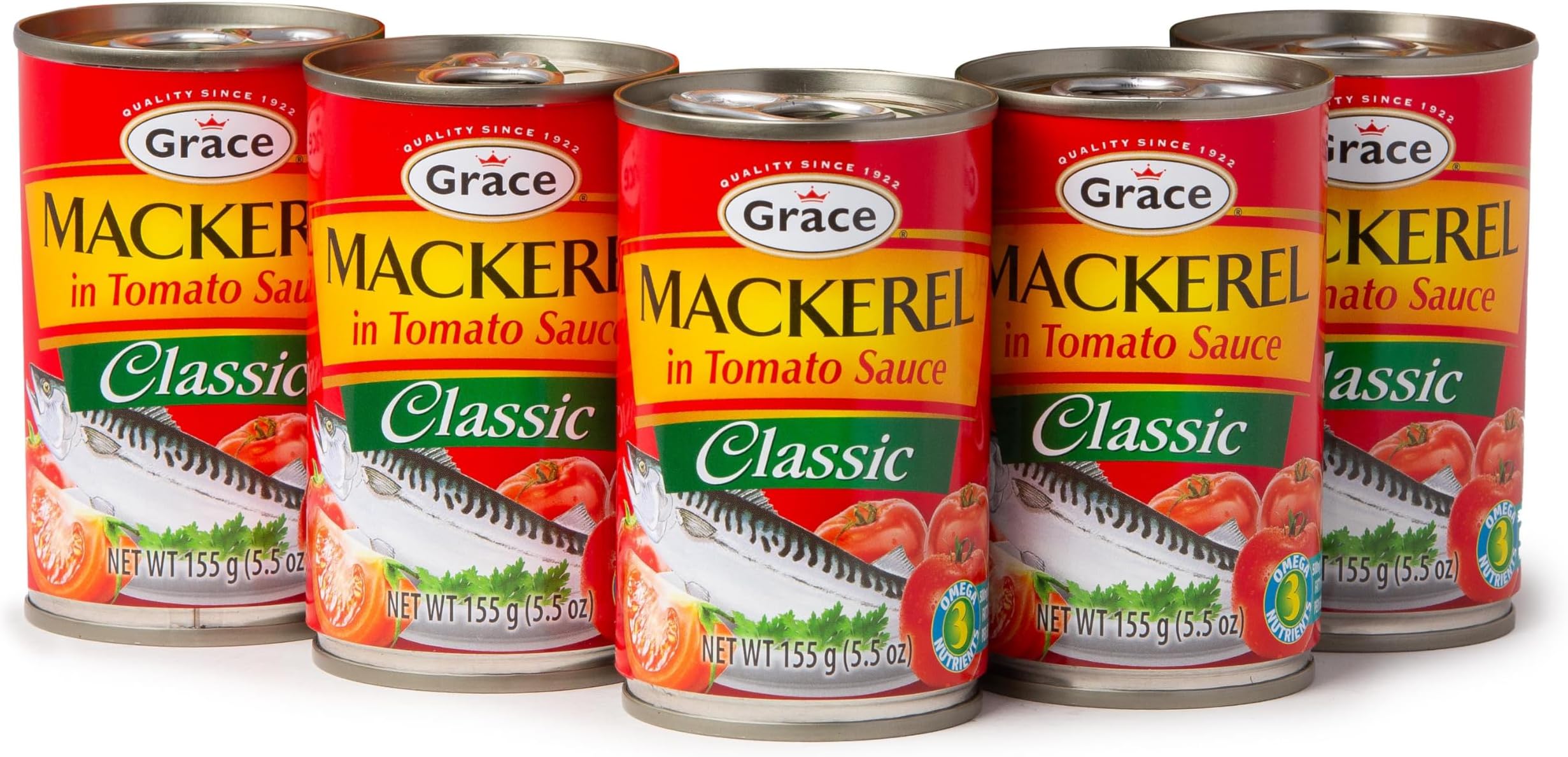 Grace Mackerel in Tomato Sauce (Classic Mackerel in Tomato Sauce 5.5oz - 5 Pack)