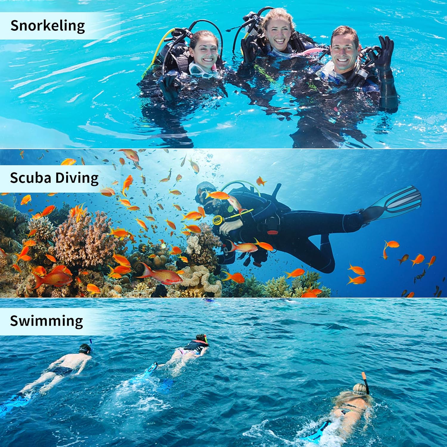 Scuba Diving Fins with Open Heel, Adjustable Buckles, 4 Channel Blades, TEP&TPR High Toughness Material for Snorkeling, Swimming, Professional Free Diving Fins for Adults Women, Men : Sports & Outdoors