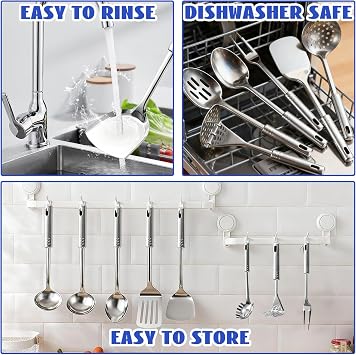 Kitchen Utensils Set 13pcs, Stainless Steel Cooking Utensil Set with Holder