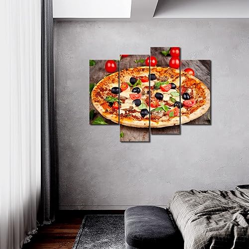 Miniatura 2 de First Wall Art - Pizza con tomates y hojas de arte de pared Pintura de la imagen Impresión en lienzo Imágenes de alimentos para decoración del hogar