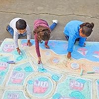 Vista 2 de Colorations juego de tiza para acera para salón de clases, set surtido, juego al aire libre, sin pantalla, creatividad, dibujo, rayuela, fácil