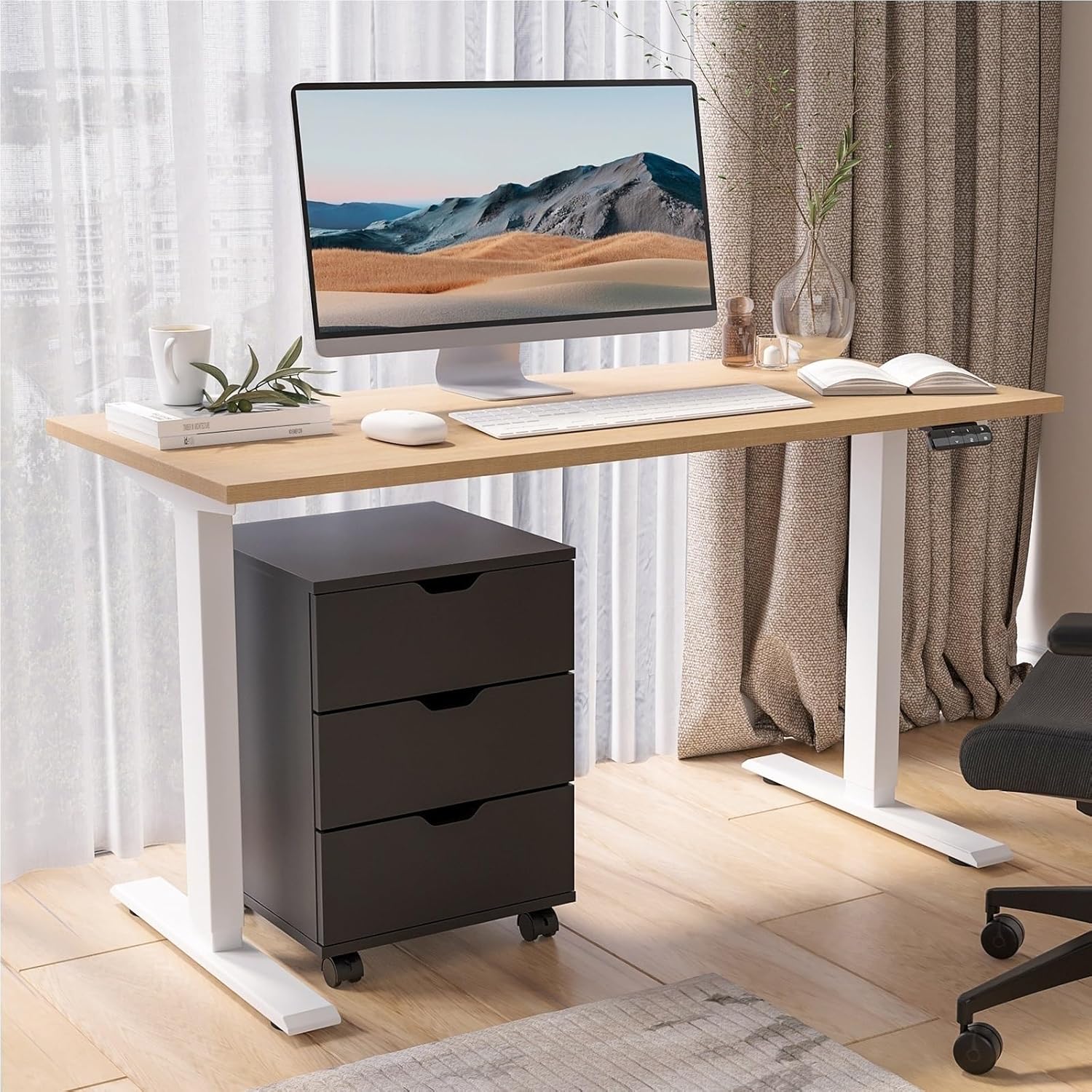 Versatile 3 Drawer File Cabinet Under Desk Makeup Vanity Rolling Filing Cabinet Mobile Pedestal Storage Home Office Drawer Organizer Black Fully Assembled