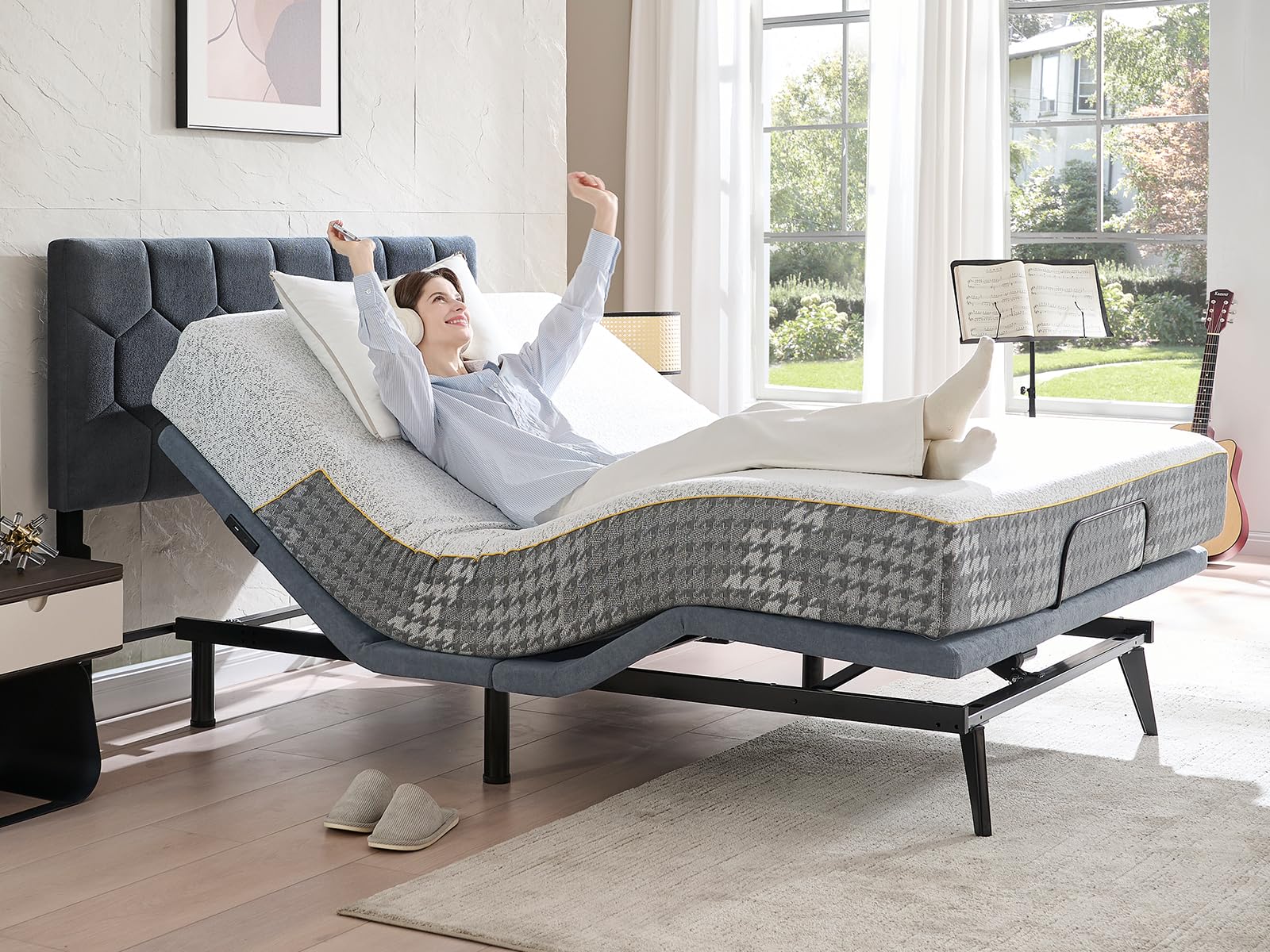 BedsPick Adjustable Bed Frame Queen Size - Wireless Remote Control Adjustable Beds with 4 USB A&C Ports,Zero Gravity Electric Bed, Independent Head