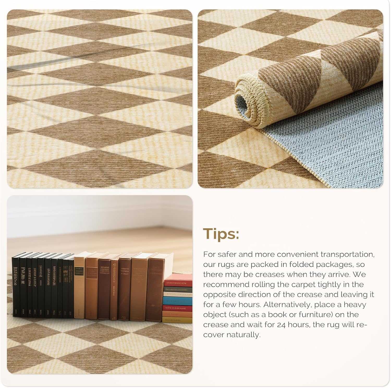 LIVEBOX Checkered Carpet Runners for Hallway 6ft, Beige Washable Runner Rug 2x6 for Kitchen, Modern Laundry Room Carpet Runner, Moroccan Plaid Soft Non Slip Runners for Entryway Bathroom Bedroom - Image 7