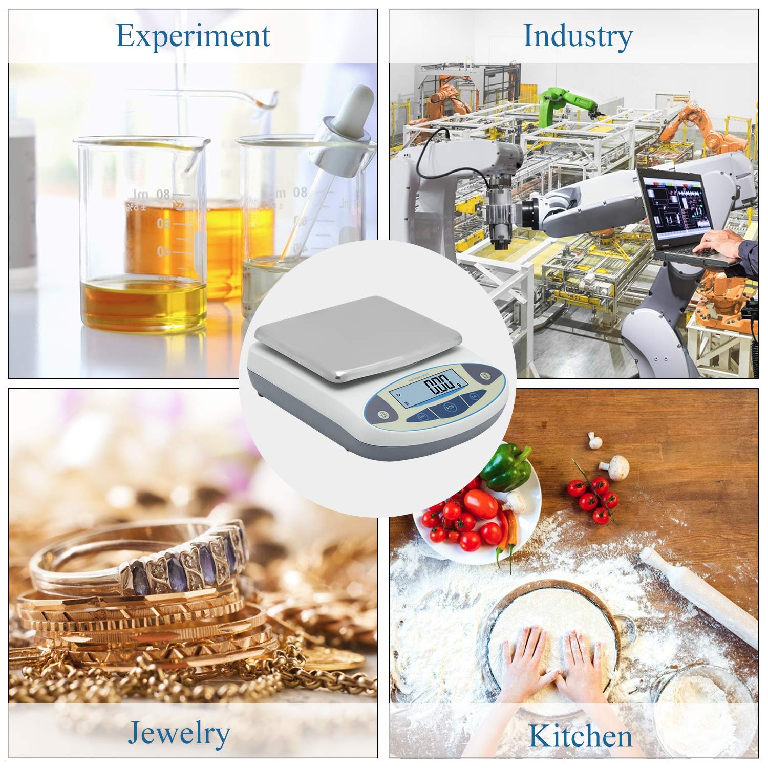 Bonvoisin Balanza Electrónica Analítica Bascúla de Laboratorio 0.1g Precisión Amplio Rango de Pesaje Balanza de Cocina Digital Balanza Escala de Oro (30kg, 0.1g)