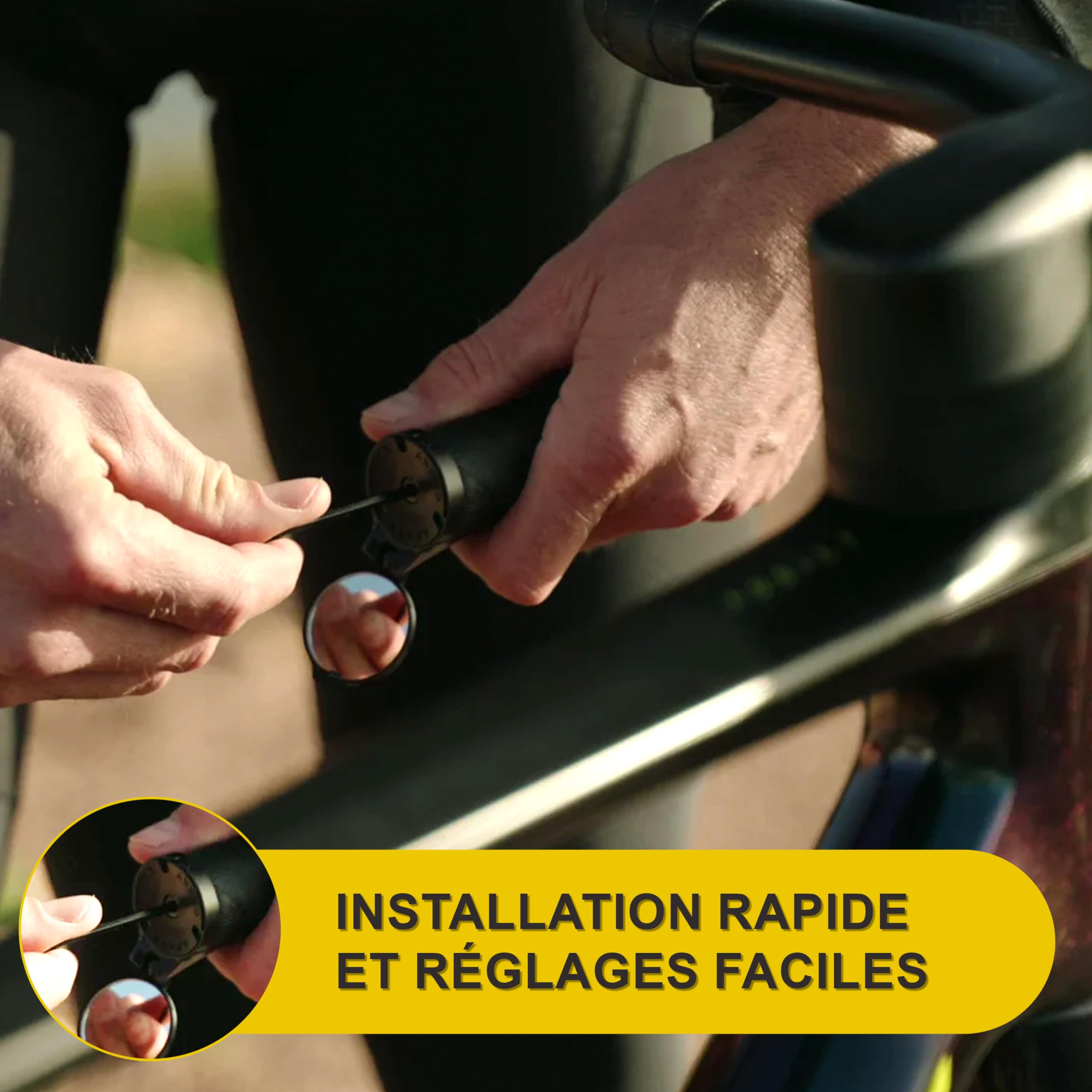 The Beam - Corky rétroviseur pour vélo de Route - Rétroviseur Pliable pour Guidon - Verre Convexe avec Rotation à 360 degrés