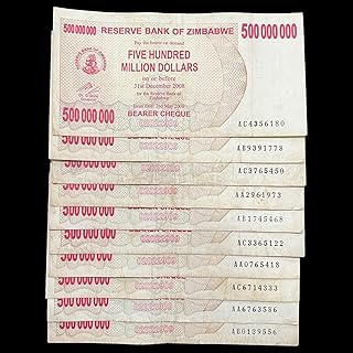 10x Zimbabwe 500 Million Dollar Bearer Cheque Bill Banknote Money