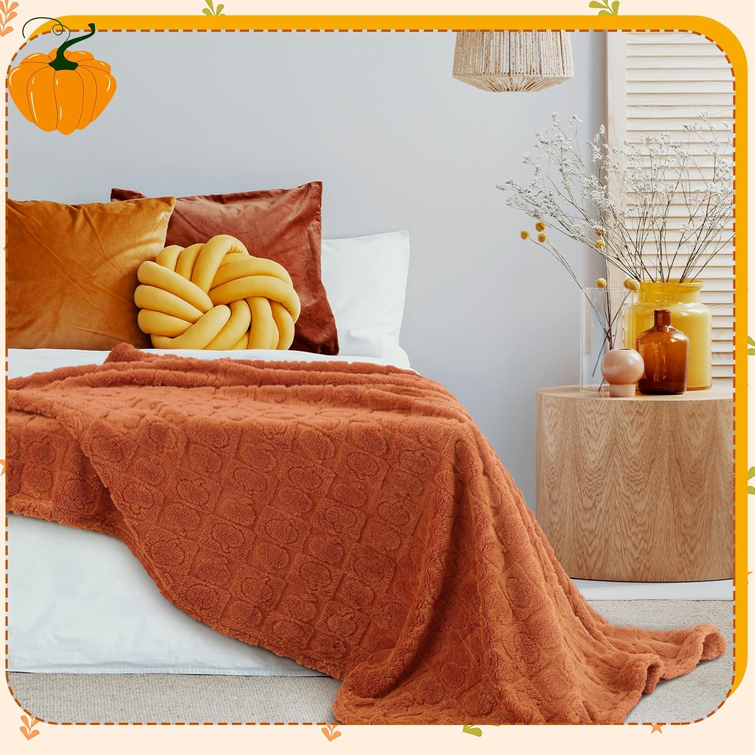 SmoothNovelty Fall Halloween Pumpkin Throw Blanket Fall Decor 50" x 60"