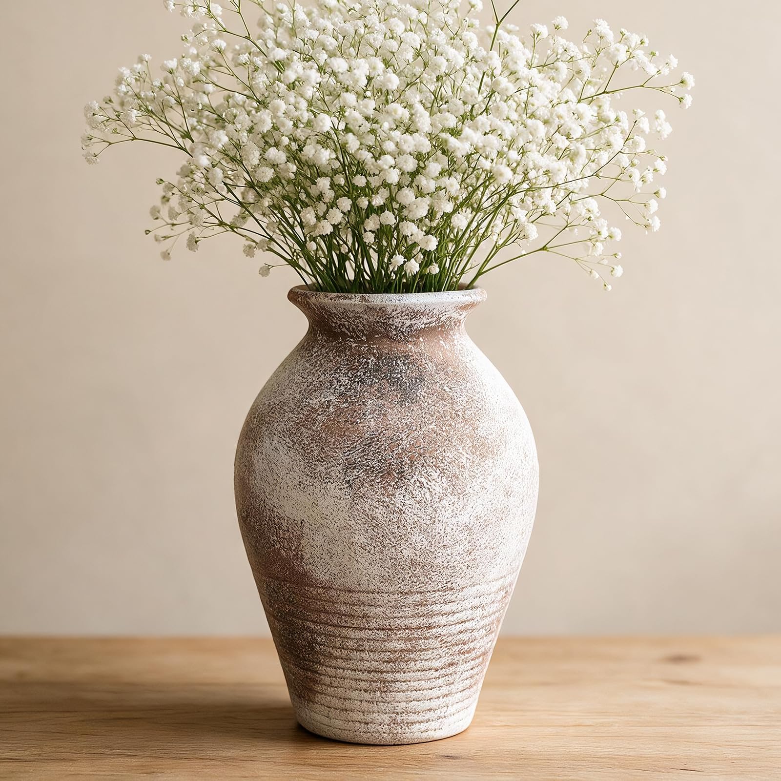 Vaso Ceramica, Vasi Moderni da Interno, 9×9.5×23 cm, Marrone