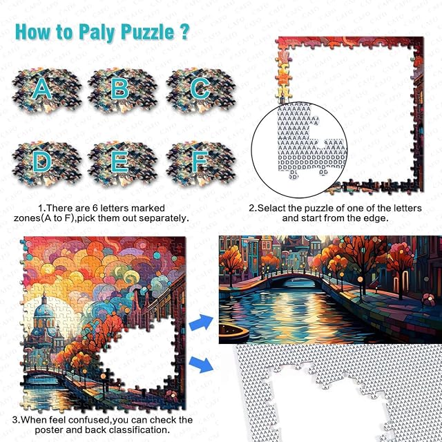 Foto 6 de 7 de Puzzle para adultos, psicodelia en el barrio del canal de Ámsterdam, 1000 piezas, 26 x 38 cm