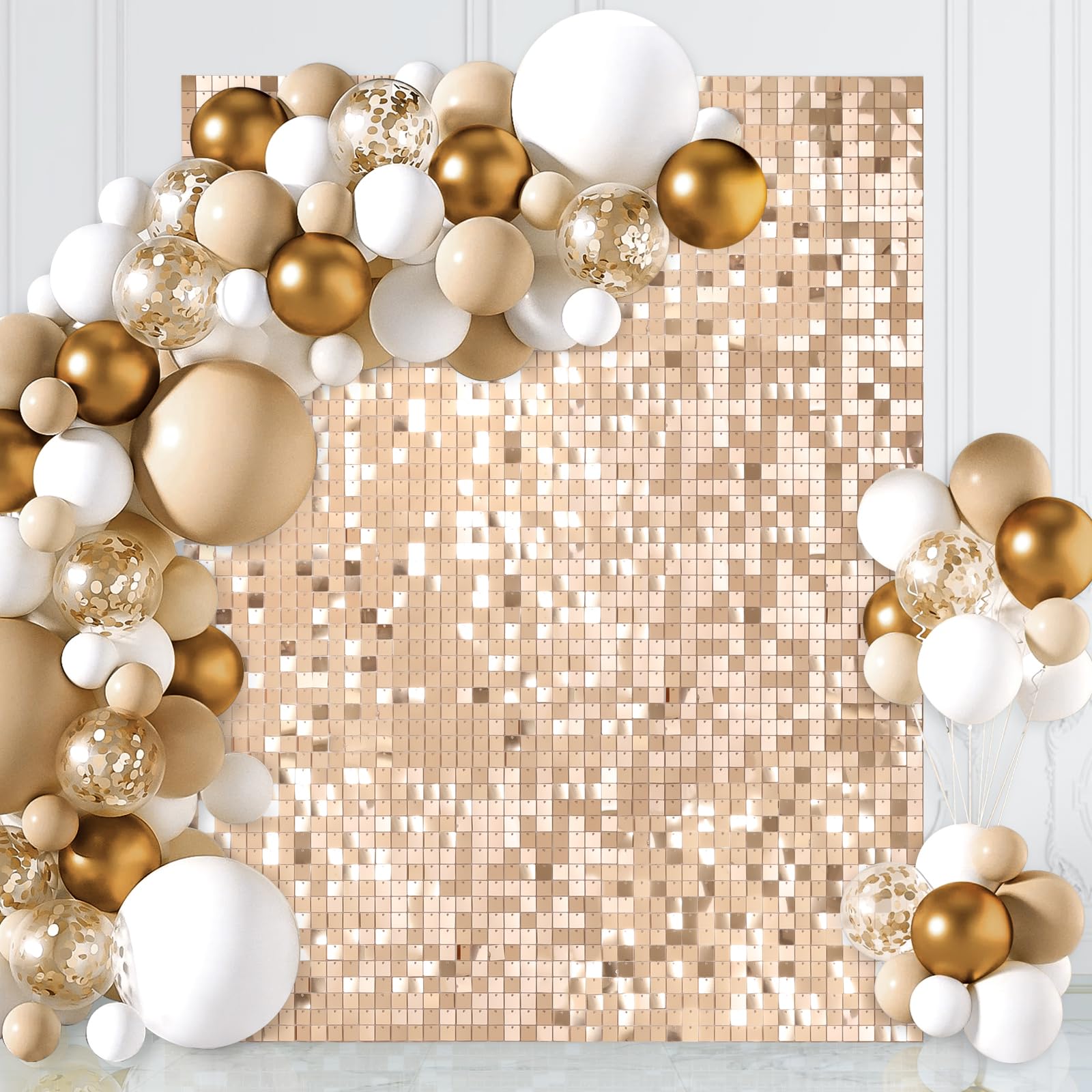 Champagne Shimmer Backdrop Sequin Wall Panel Backdrop 3ftx6ft Photo Backdrop for Birthday Anniversary Wedding Engagement Decorations